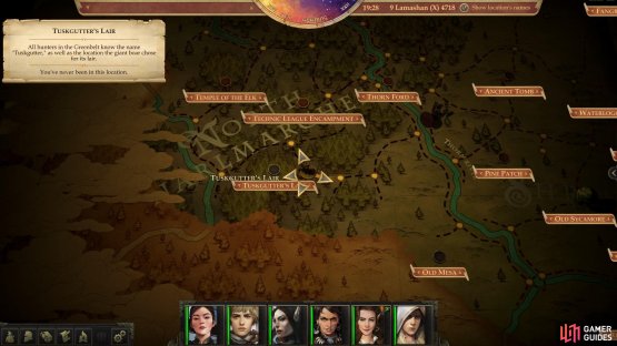 The Tuskgutter&rsquo;s Lair area on the map.