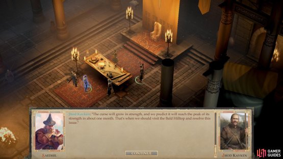 Your first meeting as Baron will be with Jhod and Tristian, who tell you of a recurring curse.
