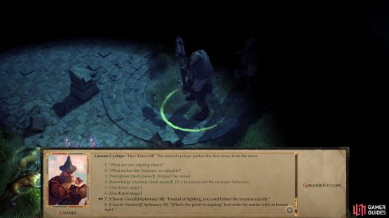 Break the stalemate between two Greater Cyclops.
