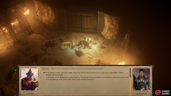 Either save the slaves or abandon them to their fiery fate to chase Maestro Janush.