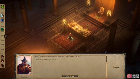 After recruiting Dragn and building his shop, he&rsquo;ll work on crafting an item for you,