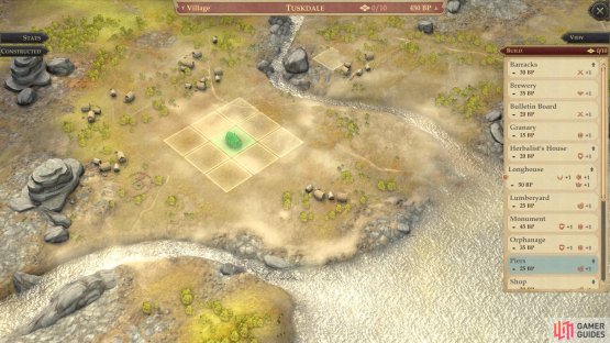 and enter the settlement overview screen, from which you can build new structures.