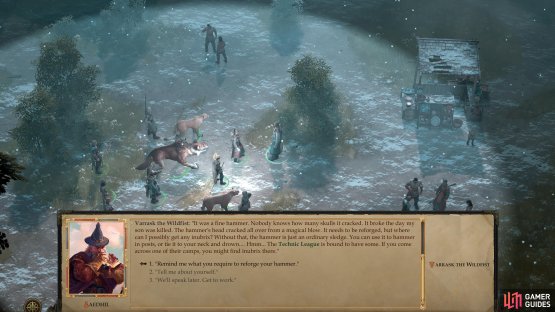 Talk to him there to start the quest &ldquo;Obliteration&rdquo;.