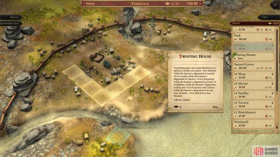 For recovering the printing press, you&rsquo;ll be able to build a Printing House free of charge.