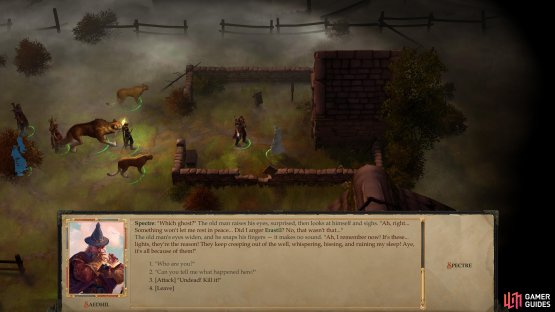 Talk to the forgetful ghost to start the quest &ldquo;Coins for a Dead Man&rsquo;s Eyes&rdquo;,
