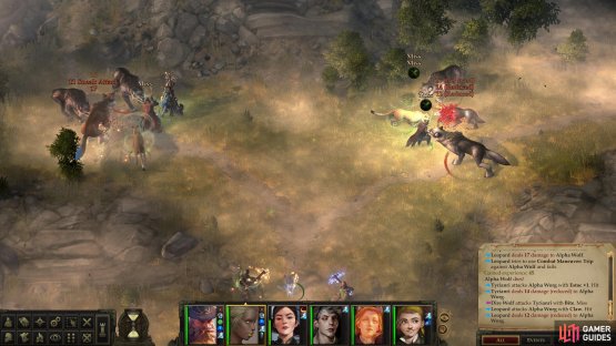 Split your party up to ward off two groups of wolves,