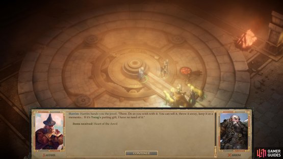 and if you examined various relics and passed associated skill checks, you&rsquo;ll get the &ldquo;Heart of the Anvil&rdquo;.