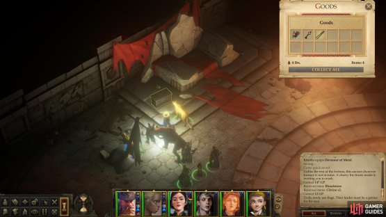Loot a chest near the throne to score some &ldquo;Soot-Blackened Tongs&rdquo; and other treasures,