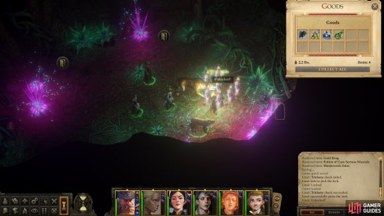 while a less well-hidden chest will yield &ldquo;Bracers of Armor +4&rdquo; and a &ldquo;Peridot Wyvern&rdquo;.