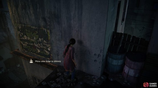 There are some ledges that you can shimmy across