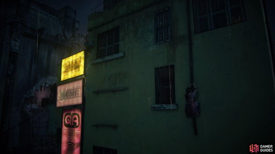 Make your way around and up the building