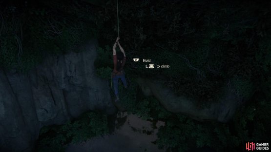 Hold down L1 and use the left analog to climb or descend the rope for higher and lower platforming