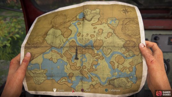 Your position on the map is marked by a red arrow