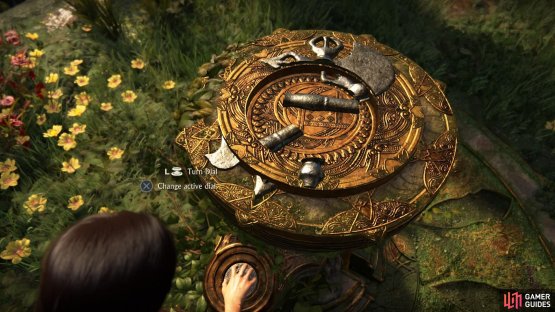 Turn the dial to create the image of an axe and activate the waterfall