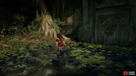 Nadine will crouch by the hole in the wall to help you find it