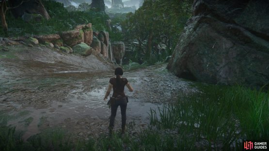 Take the muddy slopes down the path