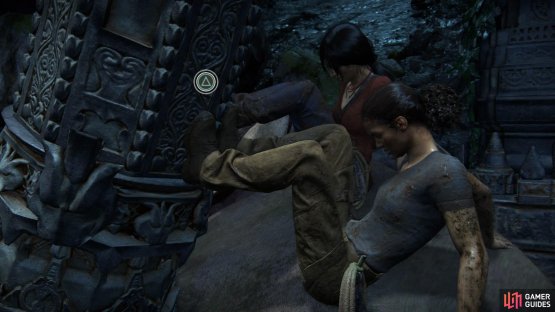 Push the pillar away by repeatedly tapping triangle