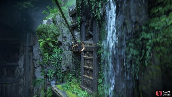 Rope swing to the upper levels