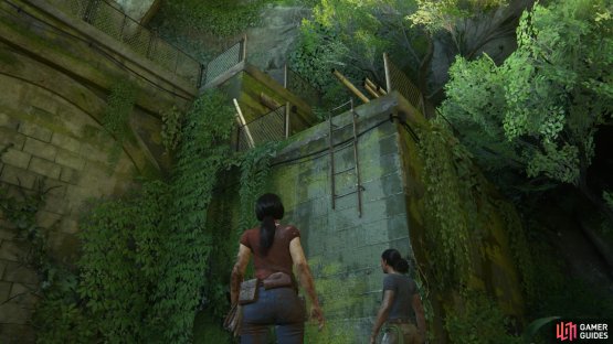 Hoist Nadine up the ladder so she can help you find a way up