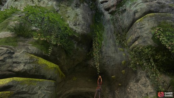 Traverse the handholds around the rocks