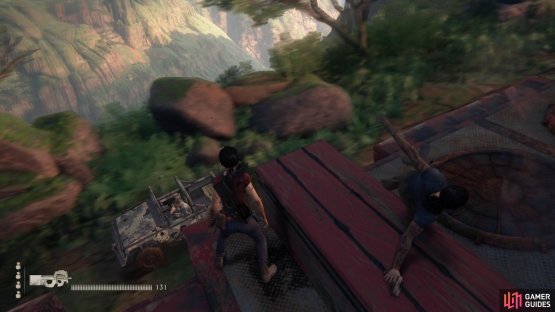 Jump down into the jeep below