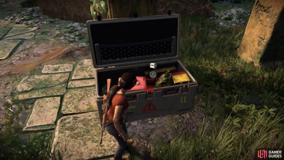 Find the treasure in the lockbox between the pillars