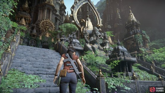 Go past the Shiva statue
