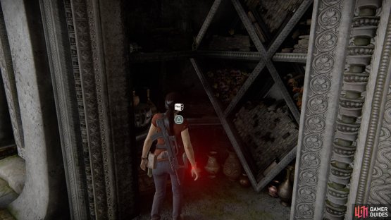 Pick up the treasure from the left cupboard