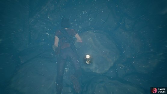 Turn around and dive under the surface for the next treasure