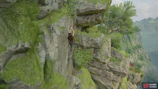 Swing to the gap beneath where you jumped off