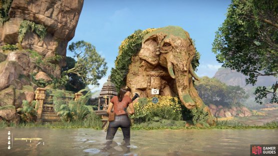Stand in front of the statue