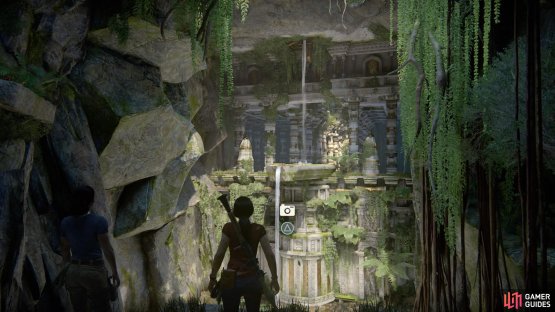 The prompt will appear before you drop down into the water below