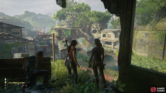 Drop down to the left from the starting point