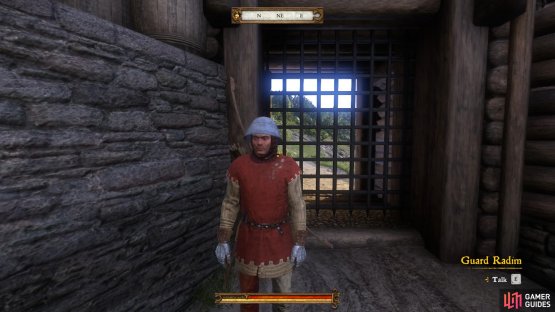 Speak to Guard Radim about leaving the castle.