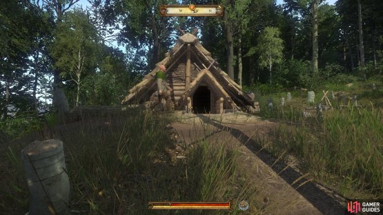 The charcoal-burner that you seek can be found working outside his hut, north west of the camp.