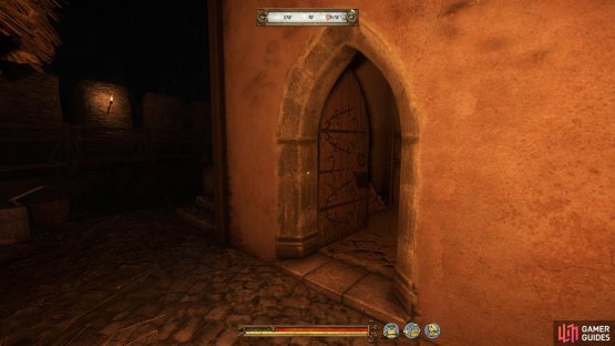 Use the key to open the door to the storeroom.