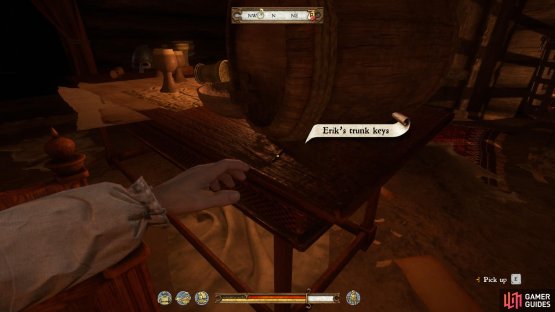 Look for Erik&rsquo;s trunk keys beneath the barrel of ale.