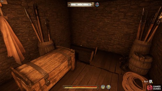 Take note of the patrols and when you are sure that no one is nearby, enter the guardhouse and go down the ladder.