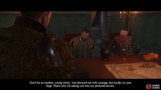 When you return to Rattay you will be summoned to see Sir Hanush and Sir Radzig to receive a promotion.