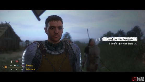 Morcock will ask you a few questions. You can choose to respond with diplomacy or force.