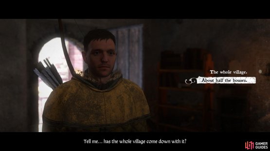 Answer &lsquo;About half the houses&rsquo; when asked if the whole village has come down with the plague.