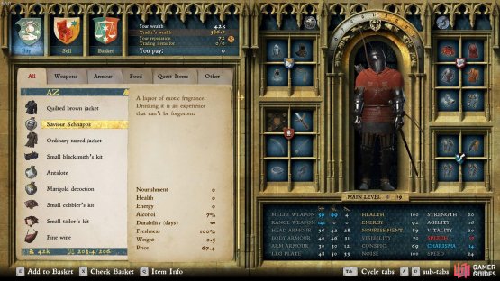 Example of Saviour Schnapps as found at vendors. Note that the potions can be purchased from Traders and Apothecaries.
