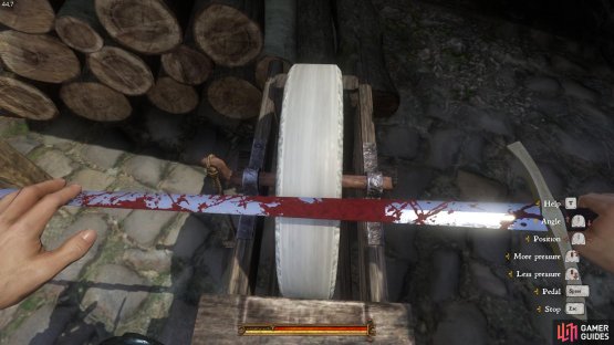 Weapons are repaired using a Blacksmith&rsquo;s Kit, but they must also be sharpened at a grindstone.