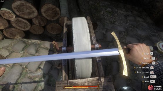 Sharpening removes blood stains and any structural damage.