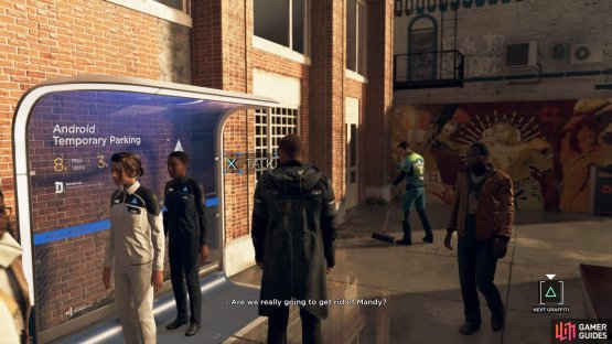 Talk to the android on the left
