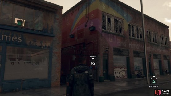 Scan the symbols on the colourful building
