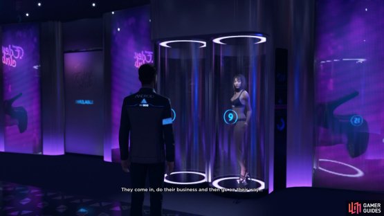 Find the android directly opposite as you come out of the room