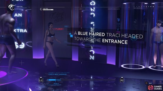 Find the clues that follow the blue haired Traci