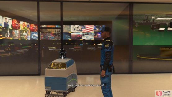 Hack the machine to distract the guards