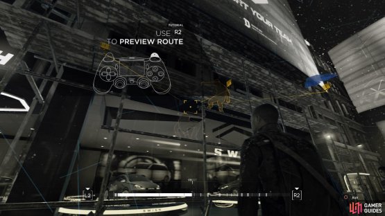 Use the scaffolding to your left to preconstruct a path to the drone